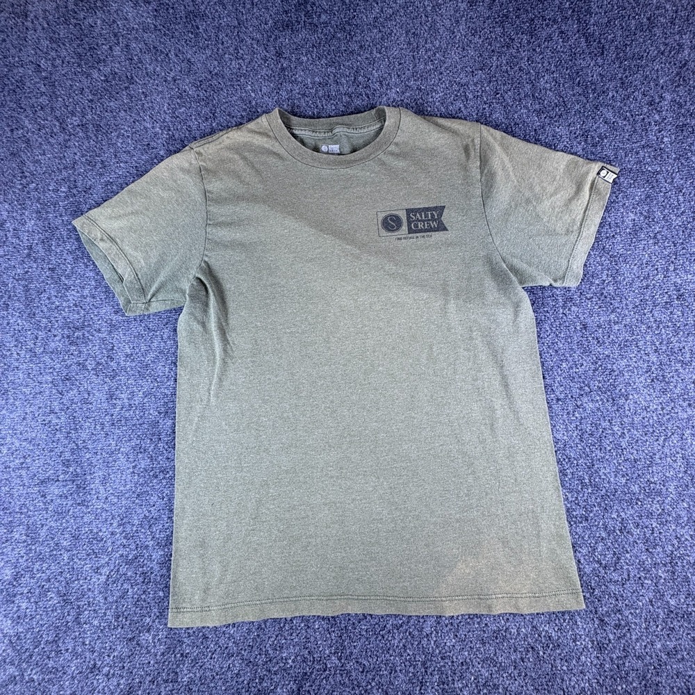 Salty Crew T Shirt Mens Medium Green Cotton Standard Find Refuge In The Sea